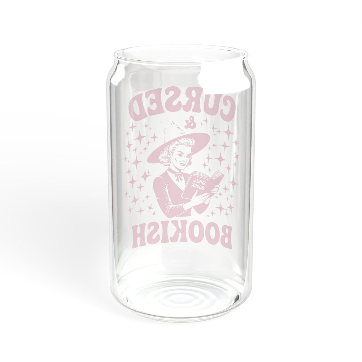 Cursed and Bookish 16oz Sipper Glass – Witchy Reading Lover Tumbler with Straw
