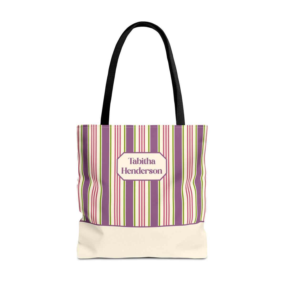 Colorful Striped Tote Bag – Personalizable Purple Pink and Green Tote