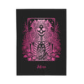 Skeleton Woman and Cat Personalized Velveteen Blanket - Pink Cat Mom Tarot Throw