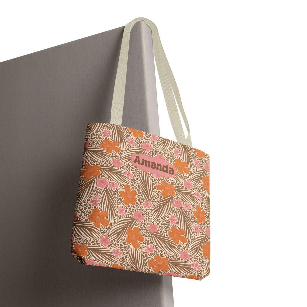 Personalizable Tropical Tote - Pink and Orange Floral Bag