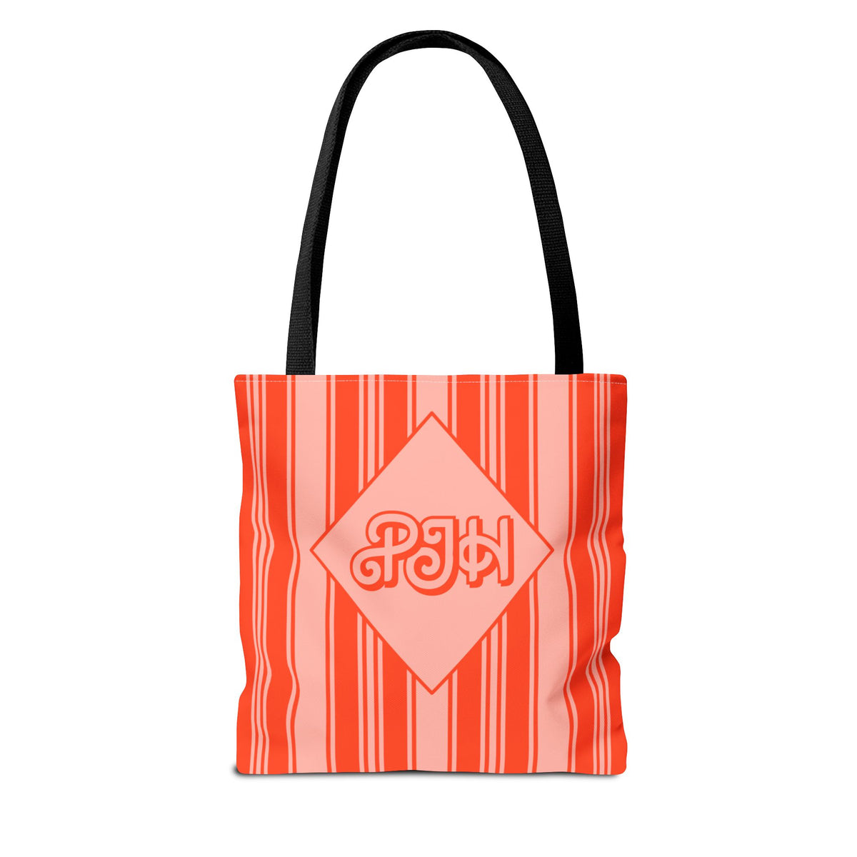 Personalizable Striped Vermillion Tote Bag – Vibrant Vertical Stripe Beach and Market Tote