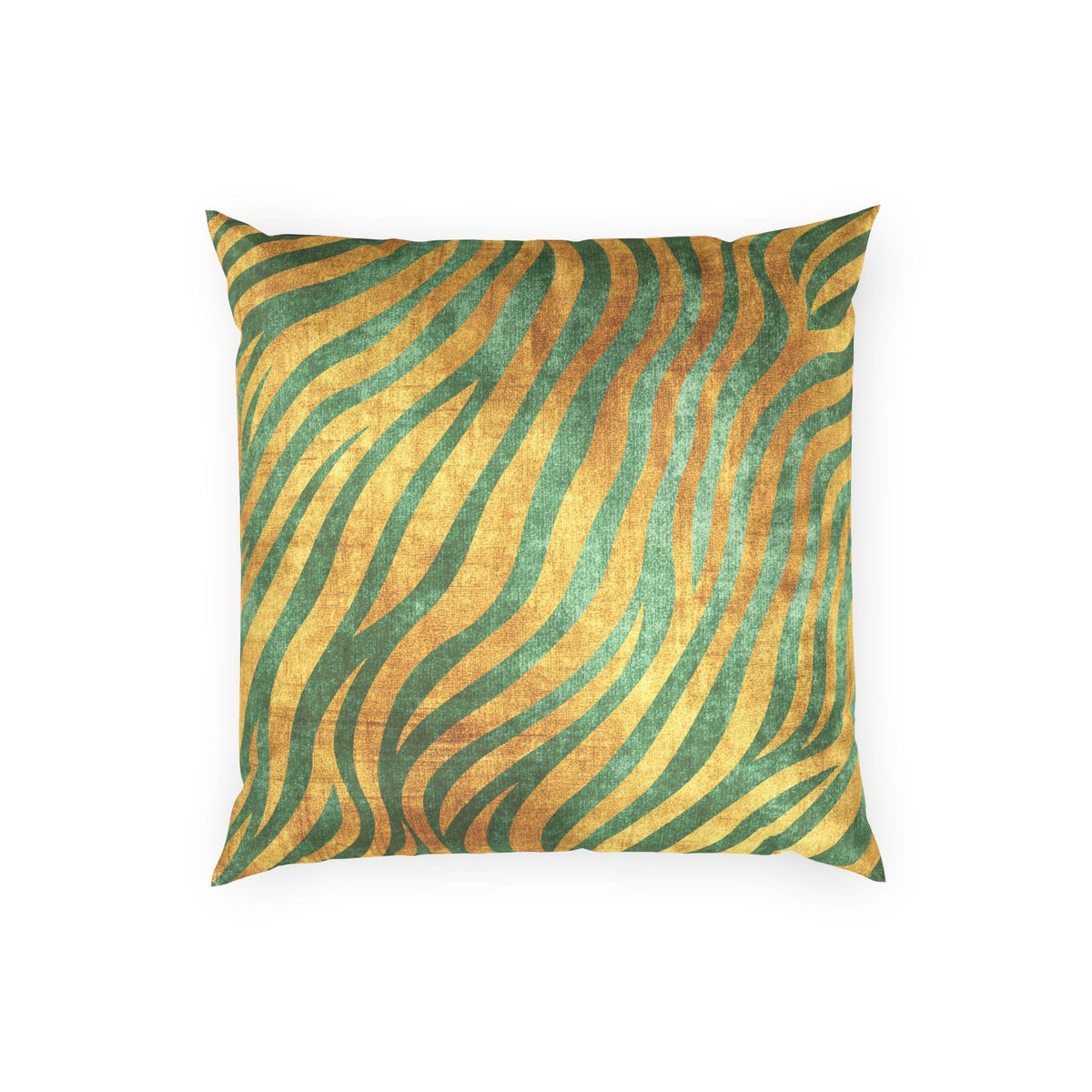 Lush Velvet Animal Print Pillow - Green and Gold Zebra Stripe Throw Pillow