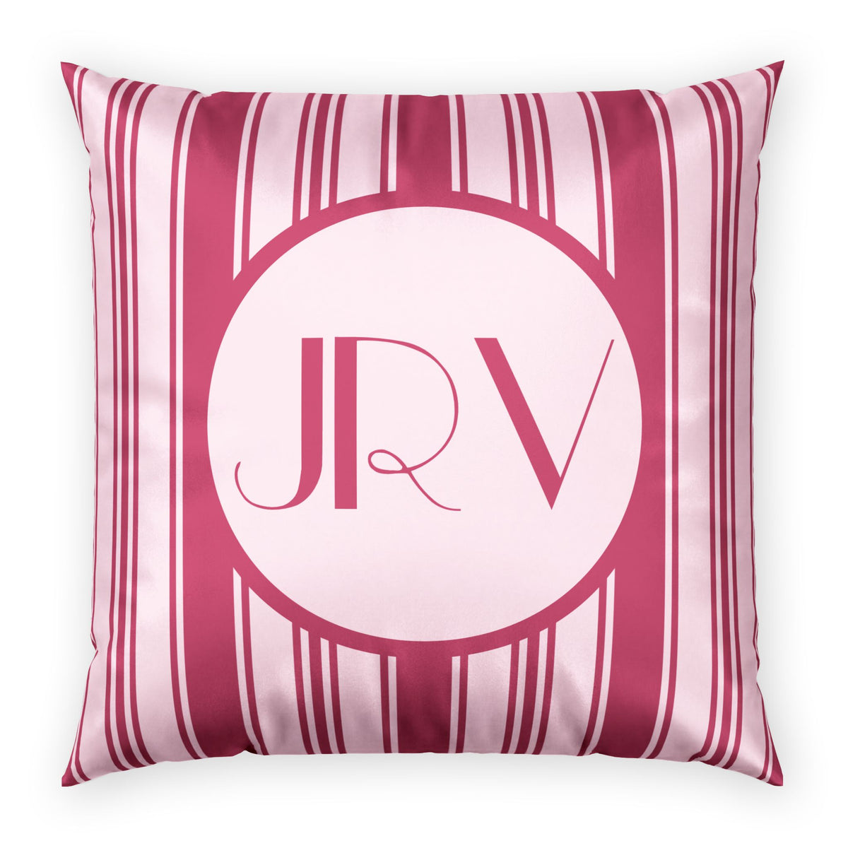 Personalizable Velvet Pillow - Magenta Striped Monogram Pillow