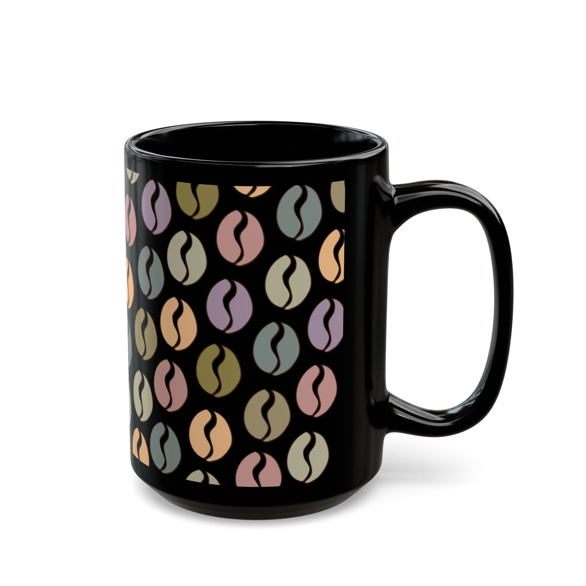 Colorful Vibes Coffee Bean Mug in Black