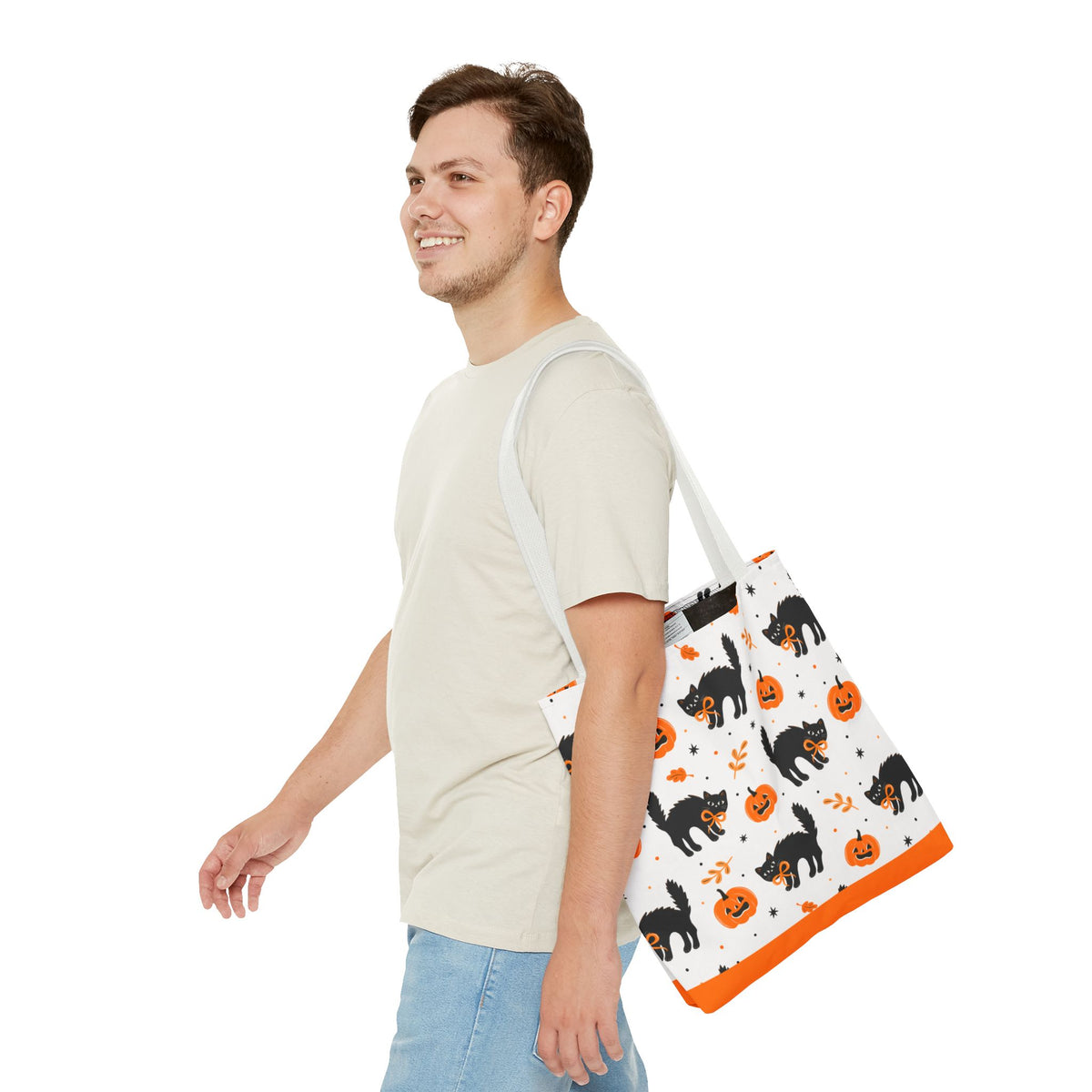 Cute Black Cats and Jack-O’-Lantern Halloween Tote Bag