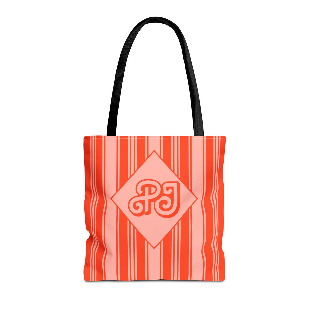 Personalizable Striped Vermillion Tote Bag – Vibrant Vertical Stripe Beach and Market Tote
