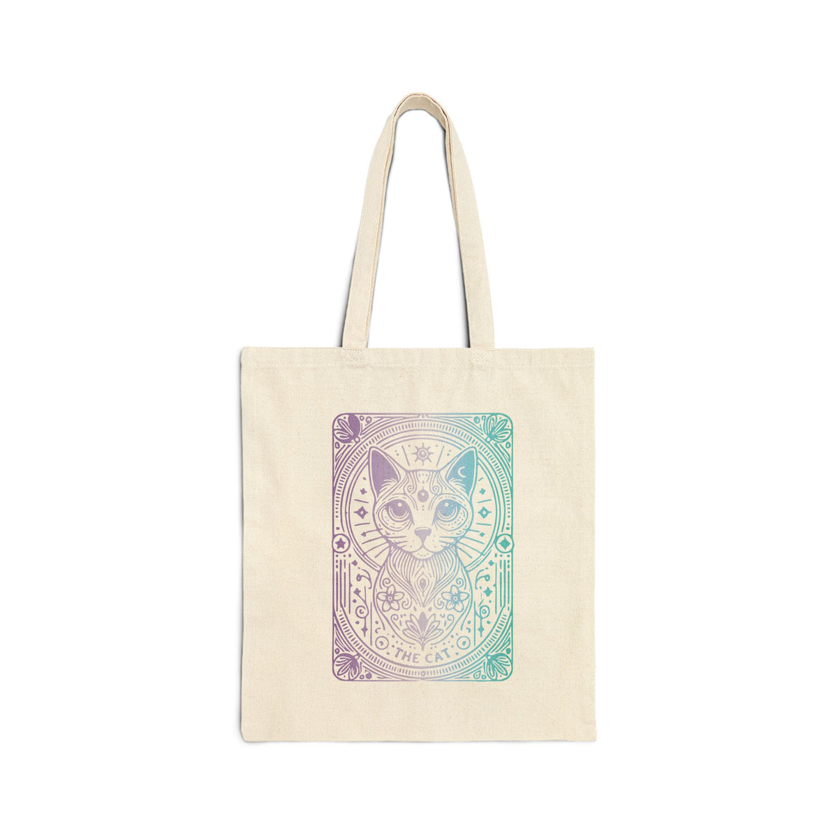 Cat Tarot Tote Bag - Pastel Mystic Cat Canvas Tote