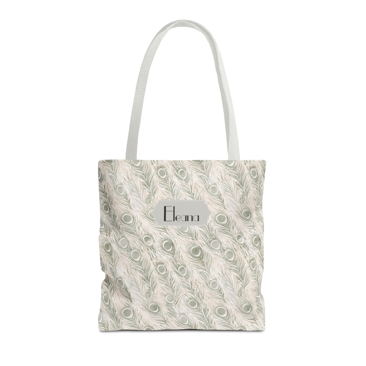 Personalizable Tote - Elegant Grey Peacock Feather Pattern Bag
