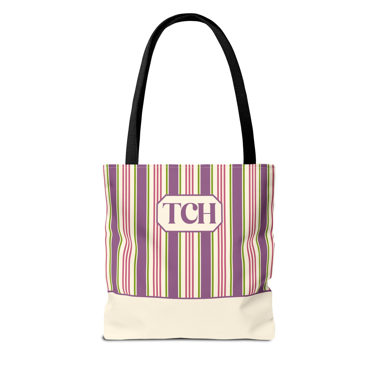 Colorful Striped Tote Bag – Personalizable Purple Pink and Green Tote