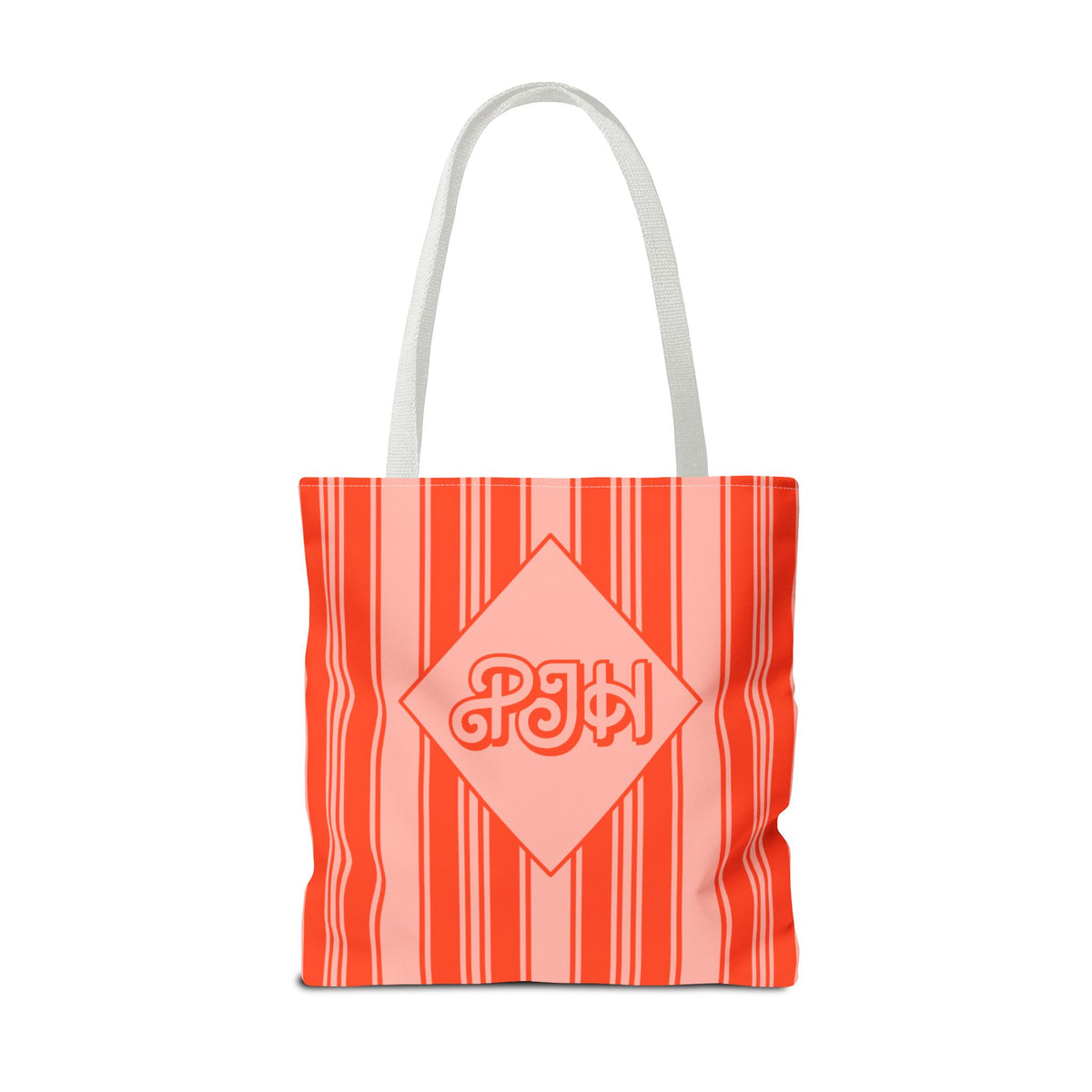 Personalizable Striped Vermillion Tote Bag – Vibrant Vertical Stripe Beach and Market Tote