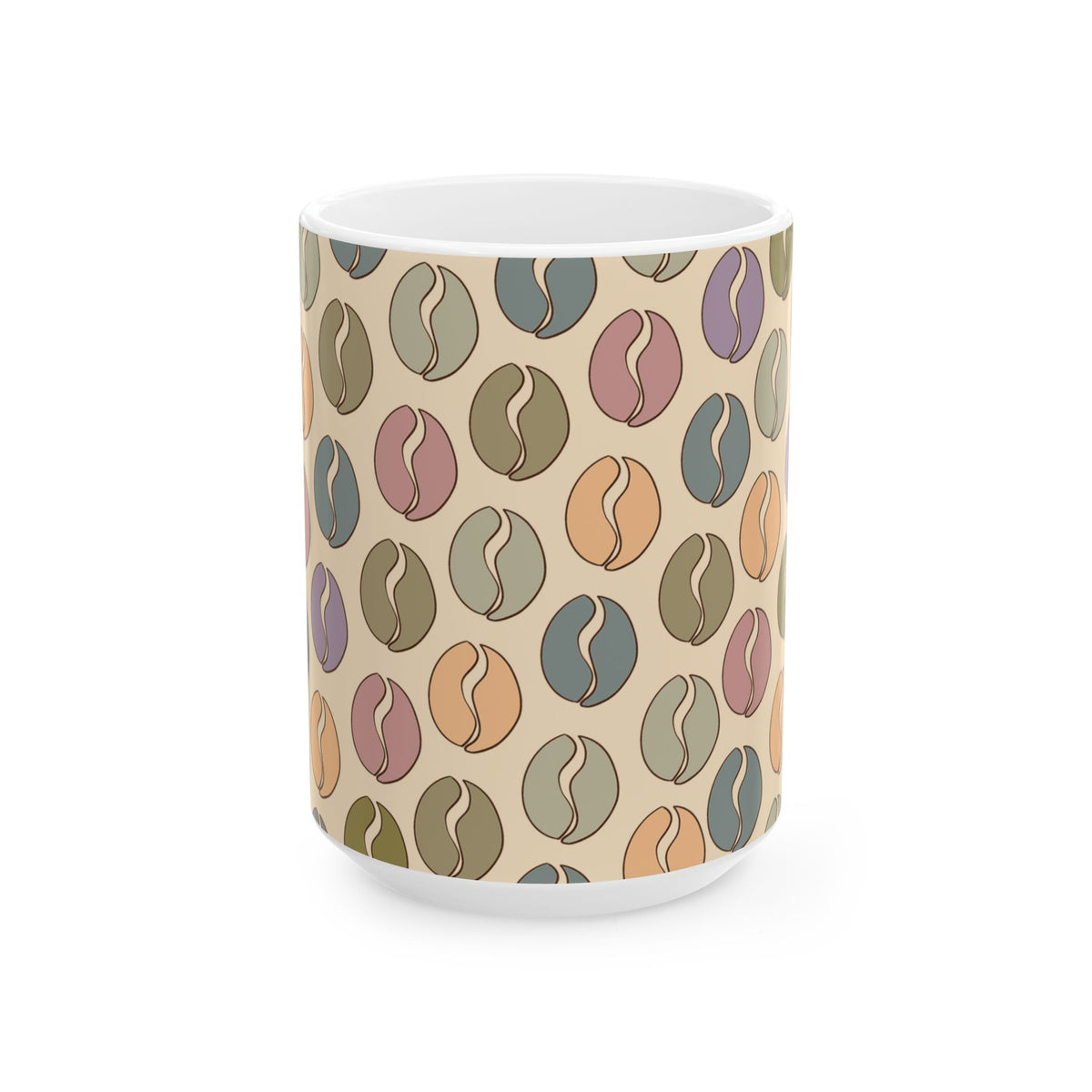 Colorful Vibes Coffee Bean Mug in Cream