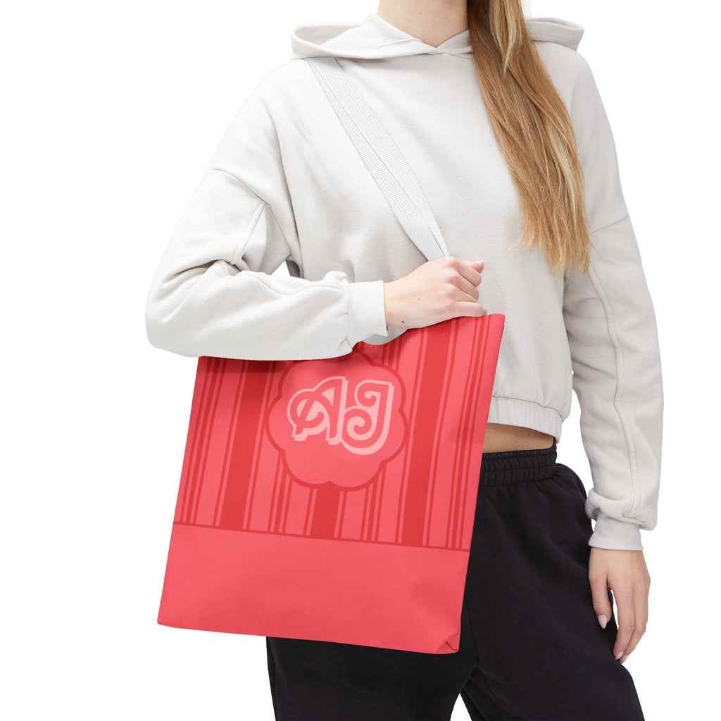 Monogram Pink Striped Tote Bag —Personalizable Market Tote