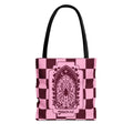 Personalizable Pink and Burgundy Retro Goth Tote with Mystic Spider Stained Glass Design