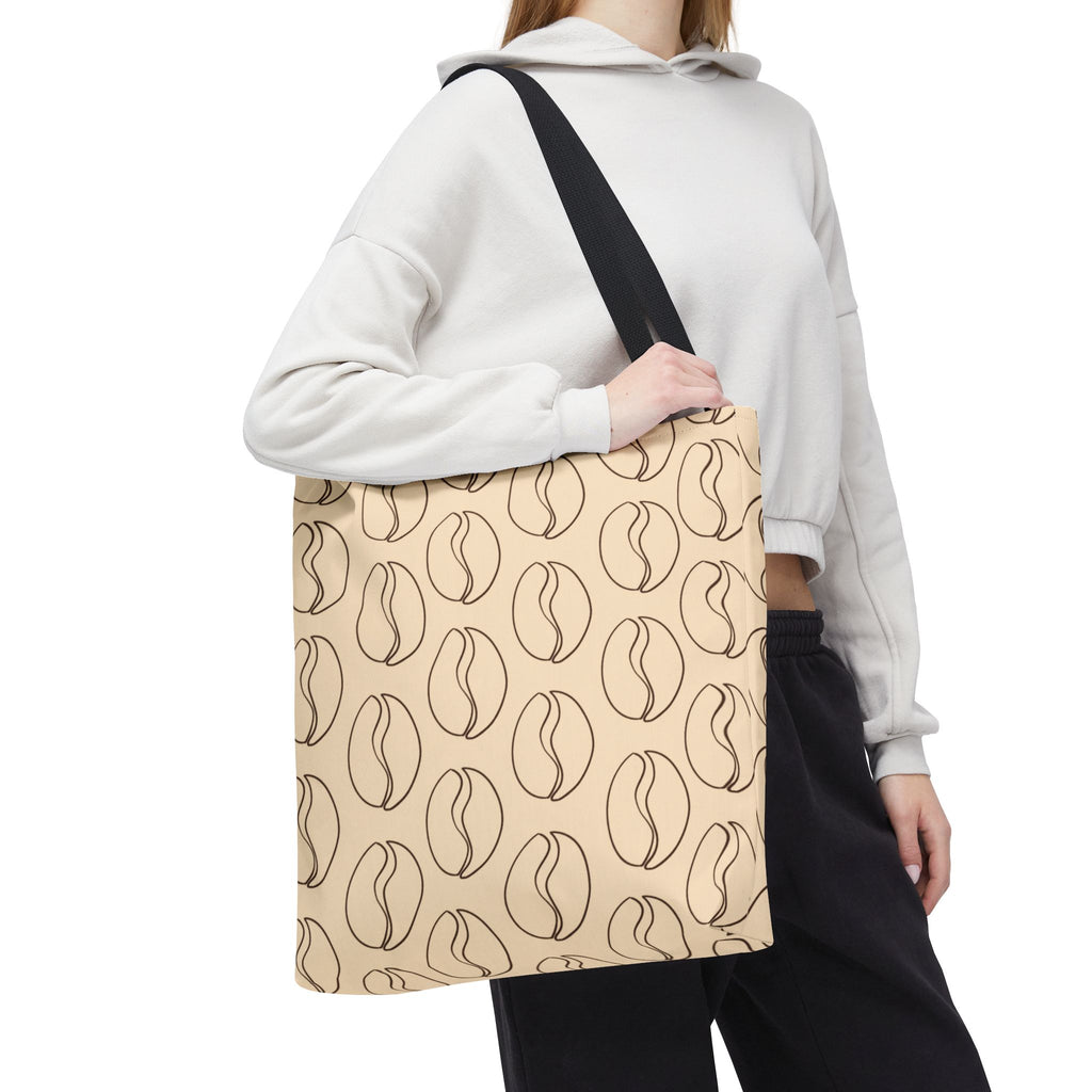 Minimalist Coffee Bean Tote Bag -Coffee Lover's Tote Bag in Cream