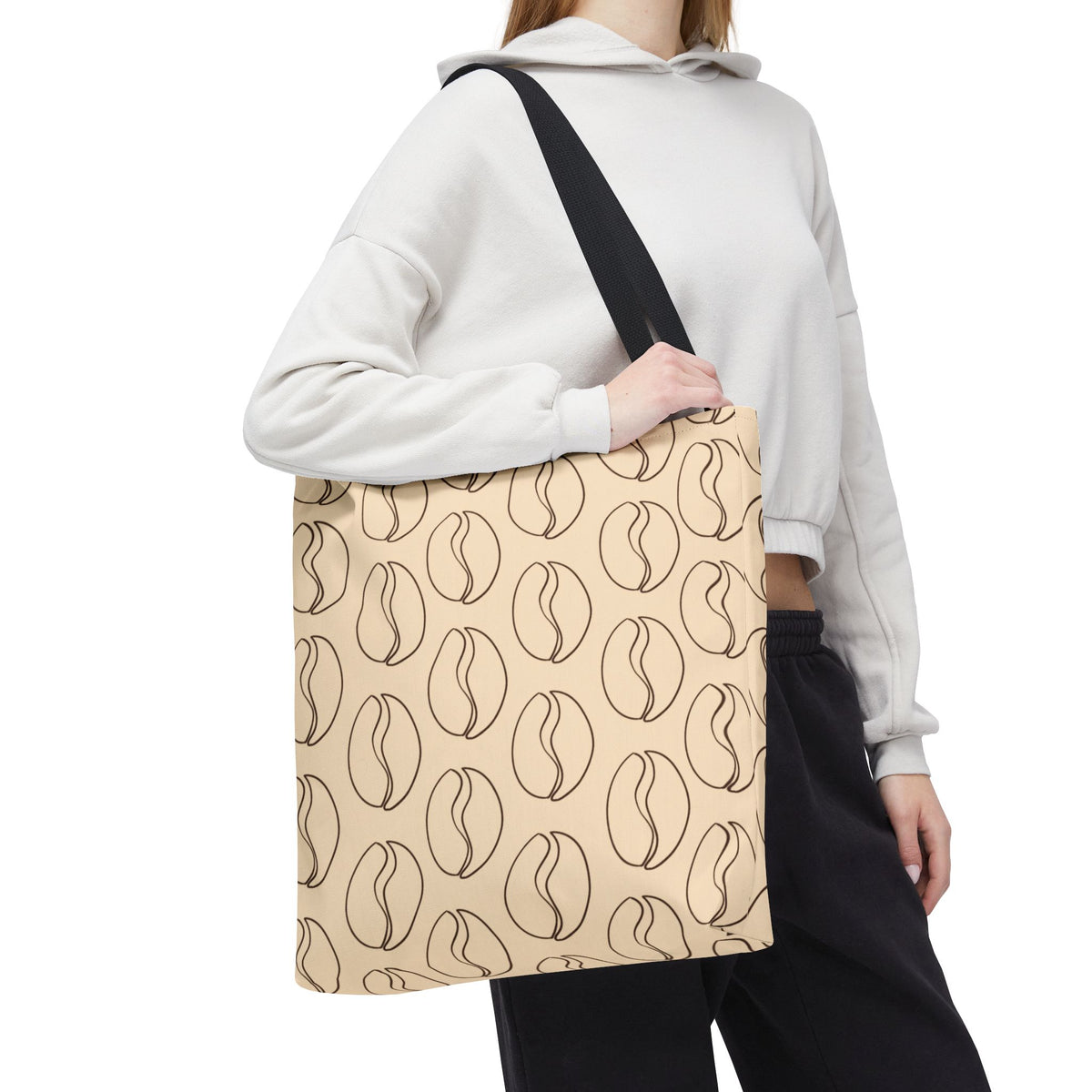 Minimalist Coffee Bean Tote Bag -Coffee Lover's Tote Bag in Cream