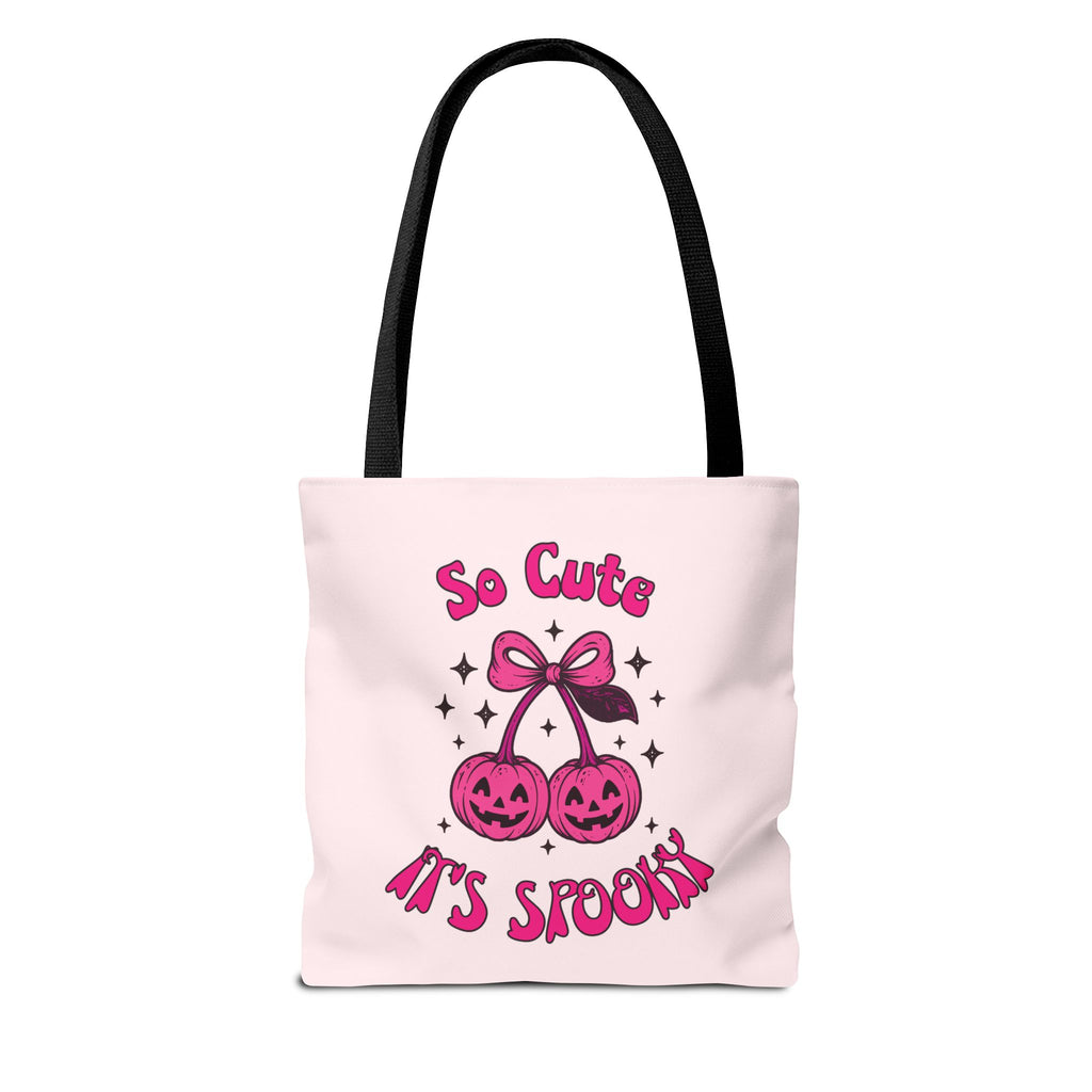 Personalized Halloween Tote - Pink Pumpkin Cherries "So Cute It's Spooky" Trick or Treat Bag