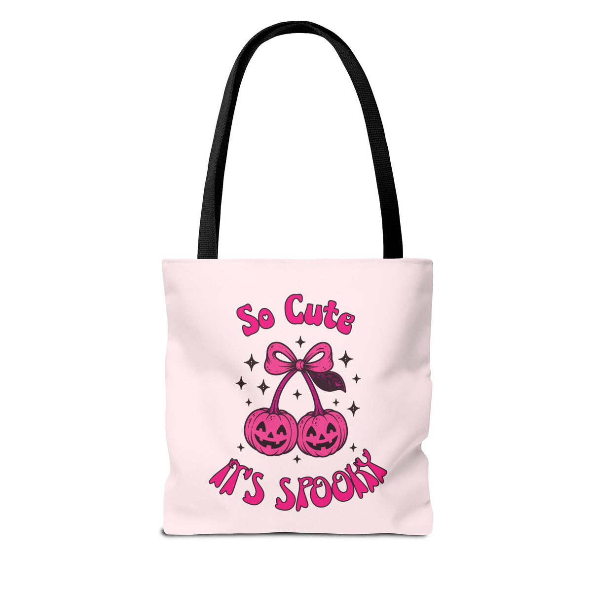 Personalized Halloween Tote - Pink Pumpkin Cherries "So Cute It's Spooky" Trick or Treat Bag