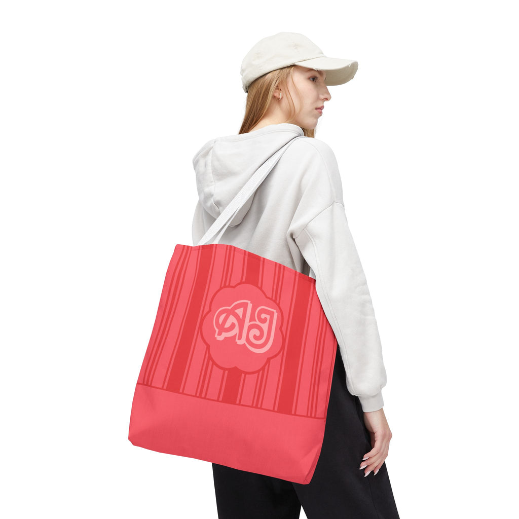Monogram Pink Striped Tote Bag —Personalizable Market Tote