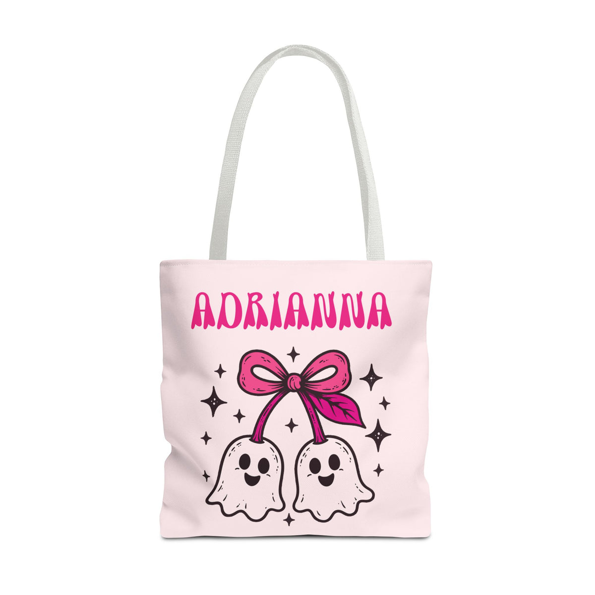 Pink Cute Ghost Cherries Tote Bag - "Spooky and a Cutie" Personalized Halloween Tote