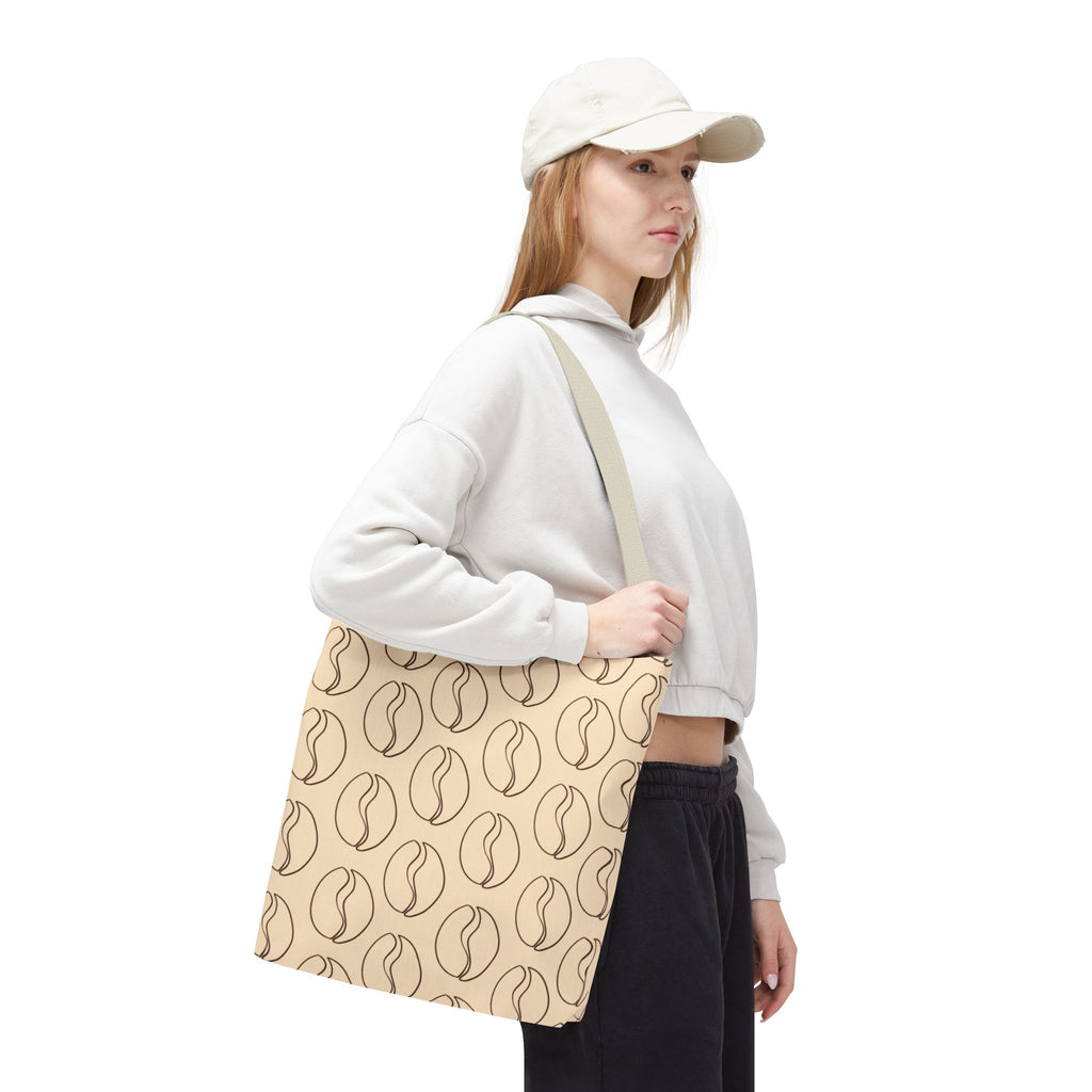 Minimalist Coffee Bean Tote Bag -Coffee Lover's Tote Bag in Cream