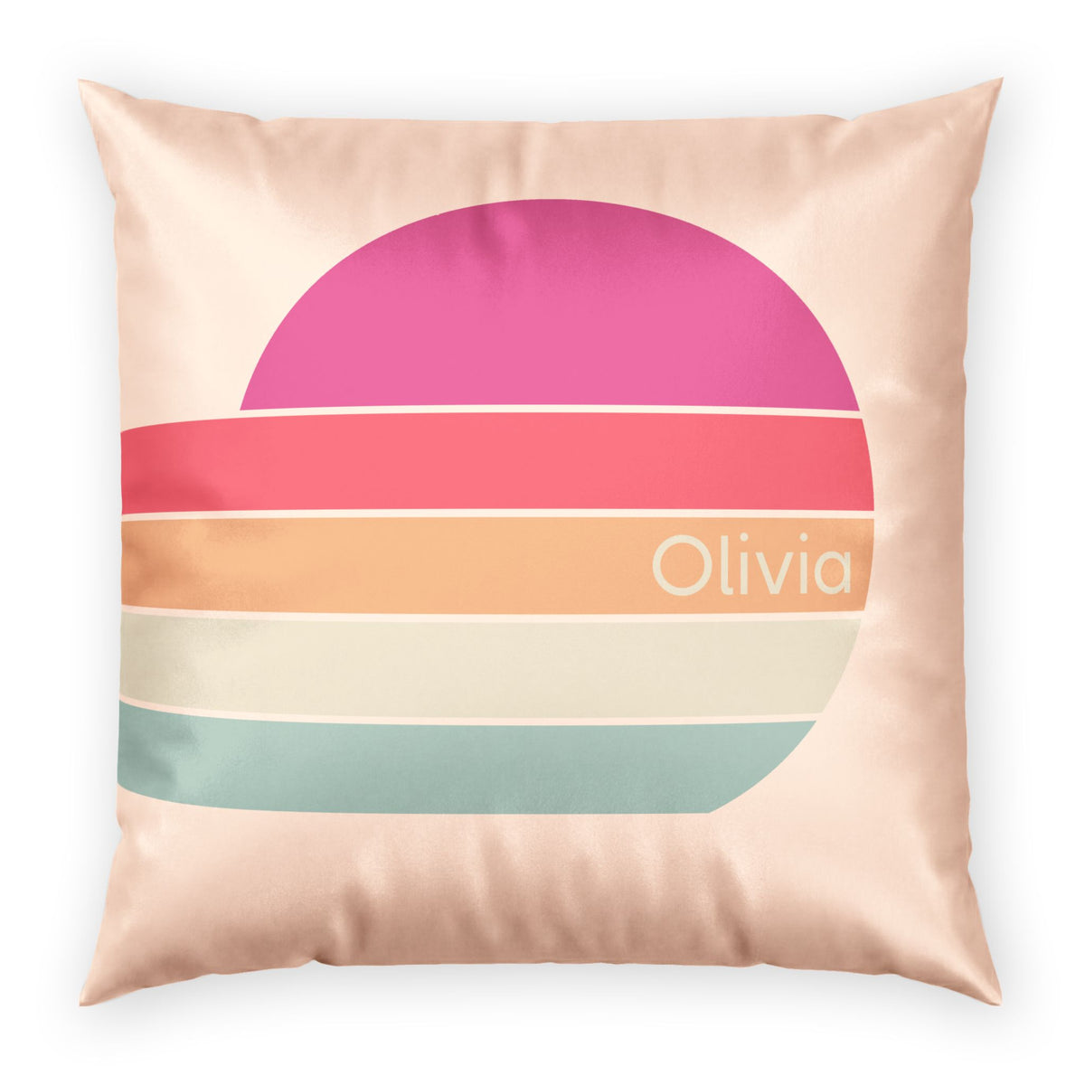 Personalizable  Retro Velvet Throw Pillow - Magenta Sunrise Decorative Pillow