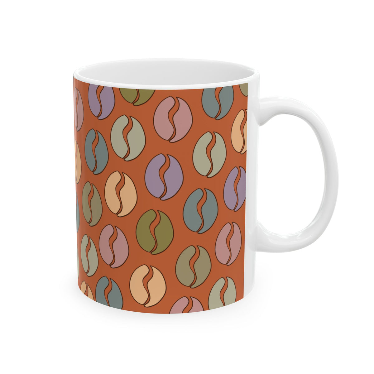 Colorful Vibes Coffee Bean Mug in Vivid Orange