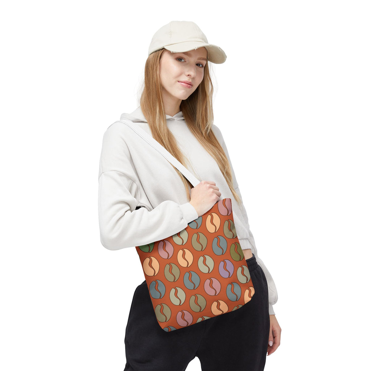 Coffee Lover's Tote - Colorful Coffee Bean Bag in Orange