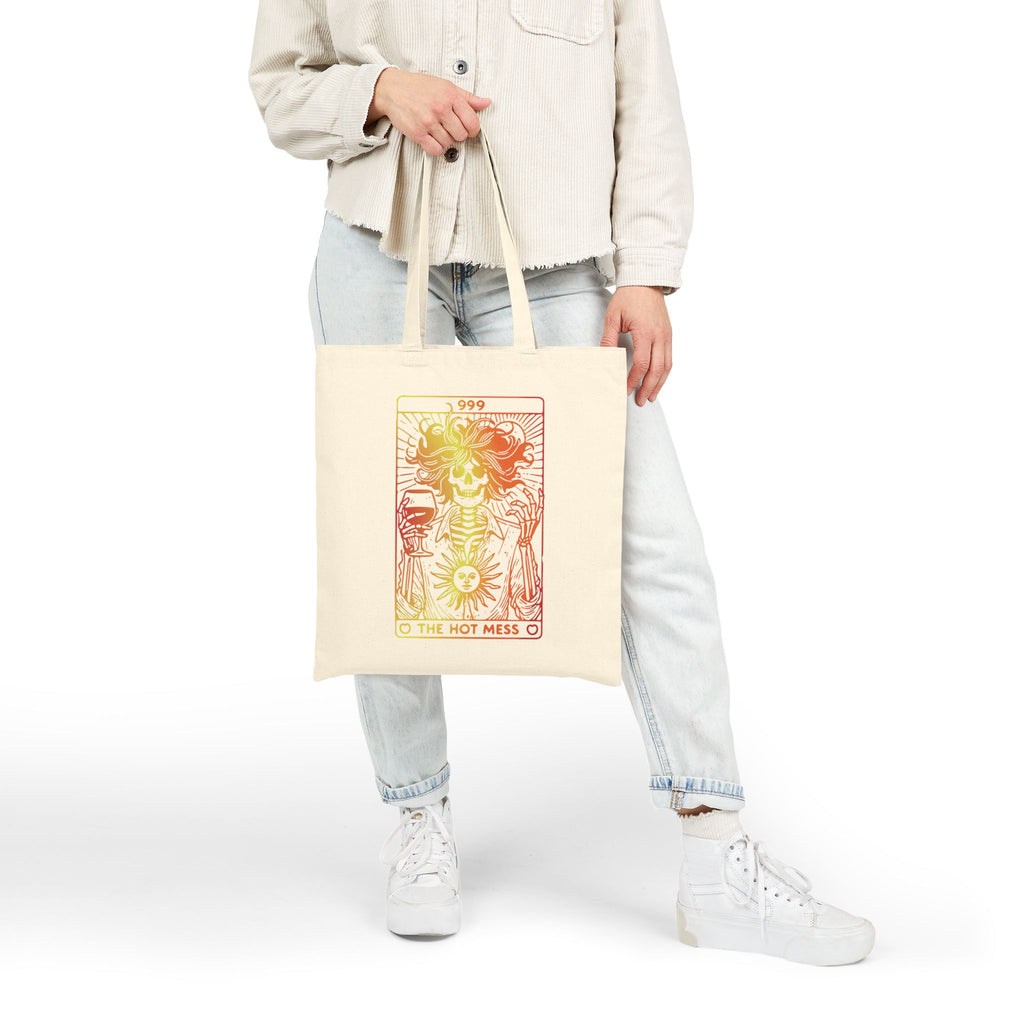 "The Hot Mess" Tarot-Inspired Sun and Skeleton Canvas Tote Bag