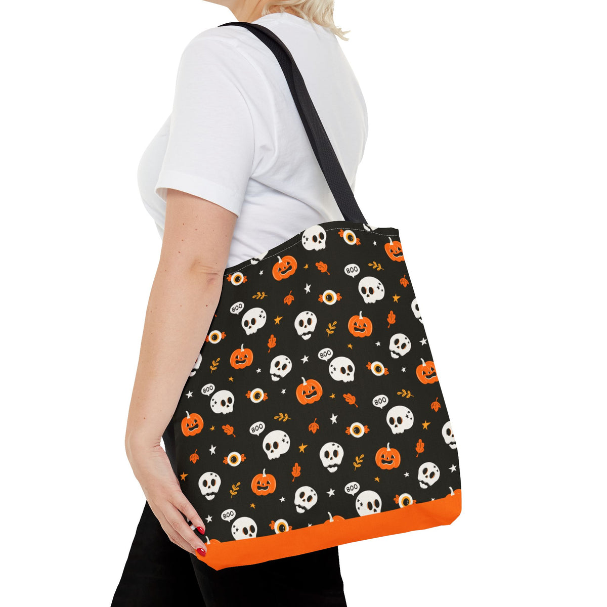 Halloween Pumpkin and Skulls Cute and Spooky Trick-or-Treat Candy Bag