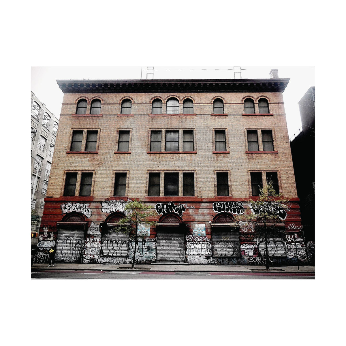 Urban Graffiti Photo Poster - Street Level Tagged Building Matte Poster