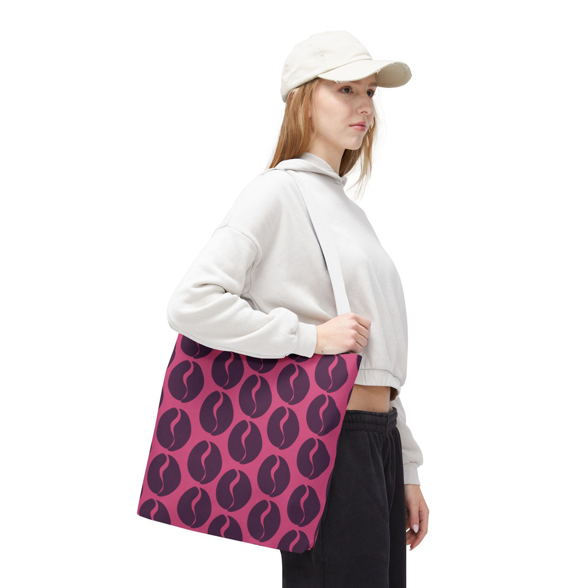 Coffee Lover's Tote - Grape on Pink Coffee Vibes Tote Bag