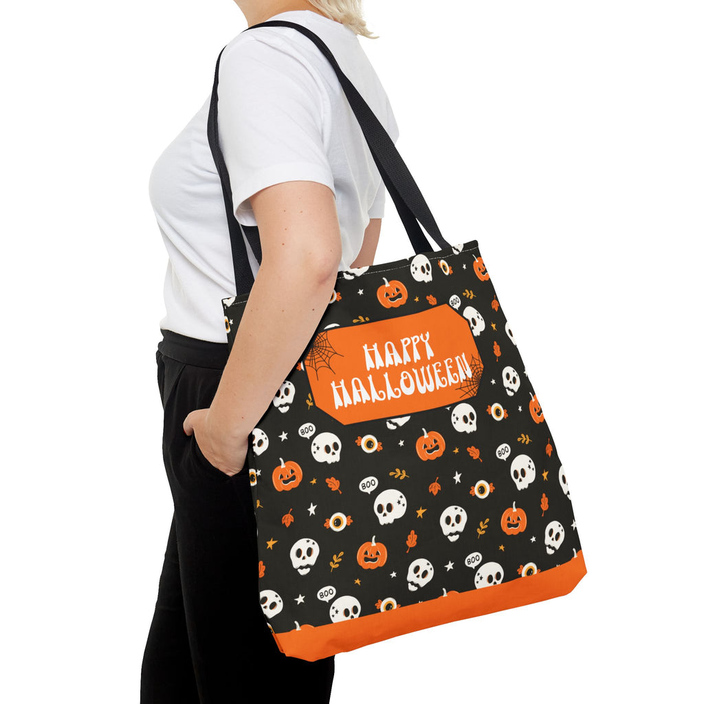 Halloween Pumpkin and Skulls Personalizable Trick-or-Treat Candy Bag