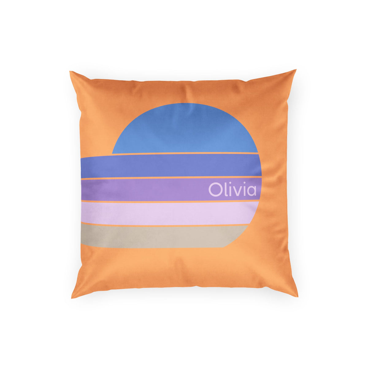 Striped Minimalist Sunrise Pillow - Personalizable Early 80's Blue and Purple Retro Velvet Pillow