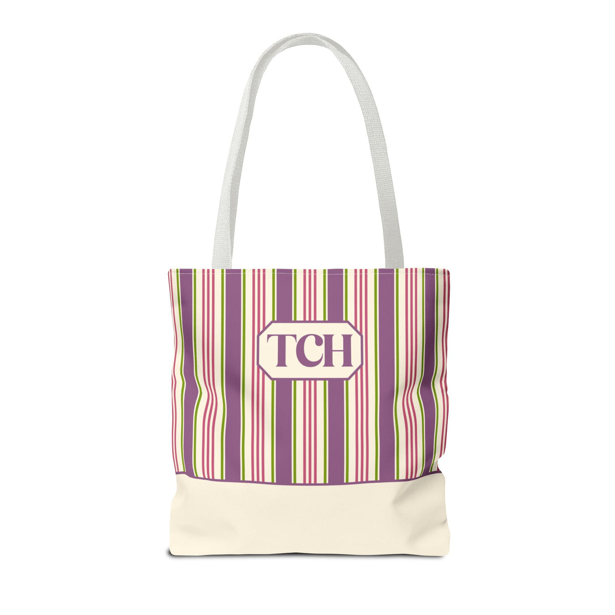 Colorful Striped Tote Bag – Personalizable Purple Pink and Green Tote