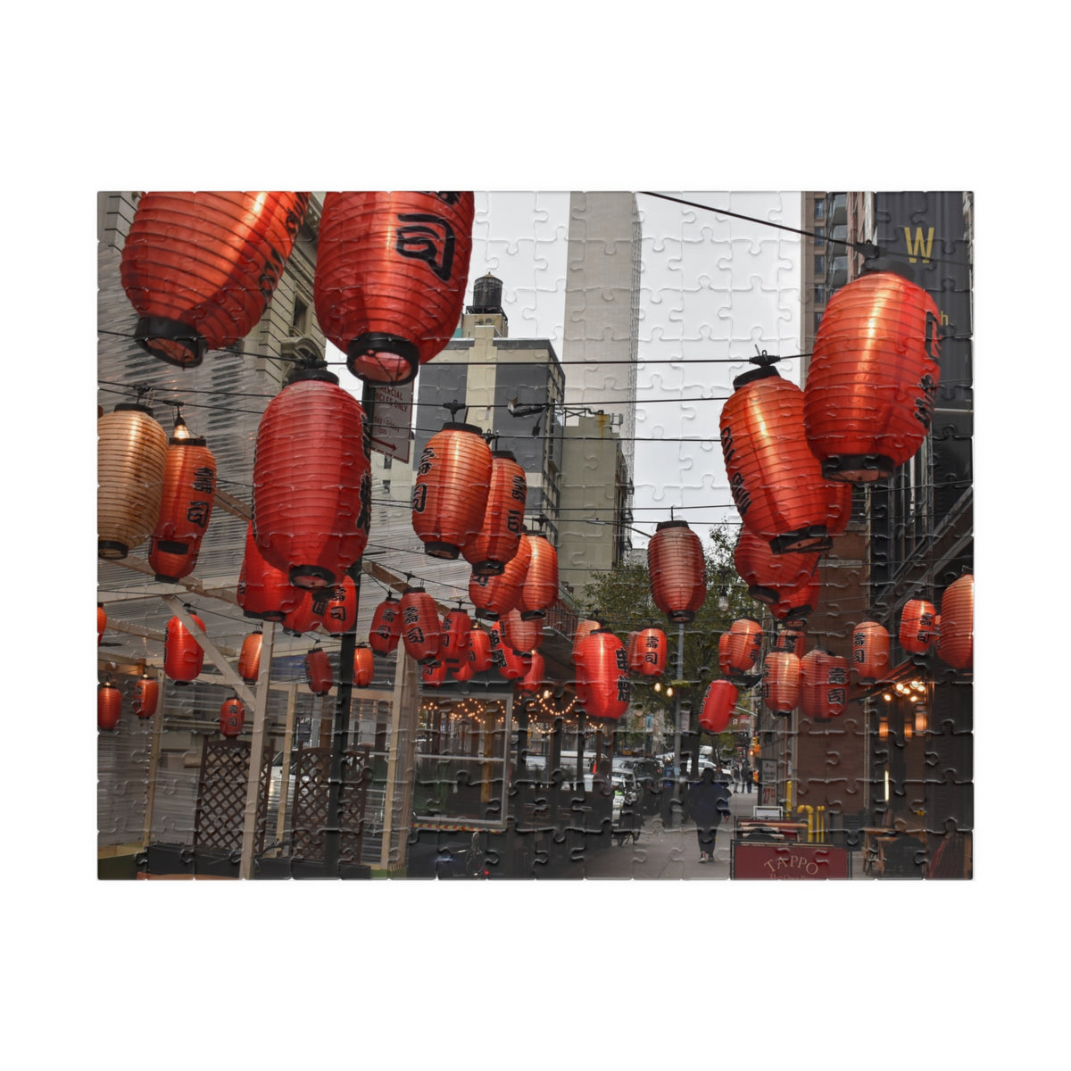 Urban Streetscape Photo Puzzle - Red Lanterns Puzzle- 110, 252, or 520 pieces