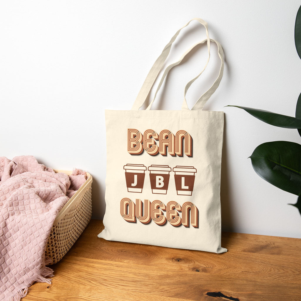 Personalizable Coffee Lover's Tote - Bean Queen Canvas Monogram Tote Bag