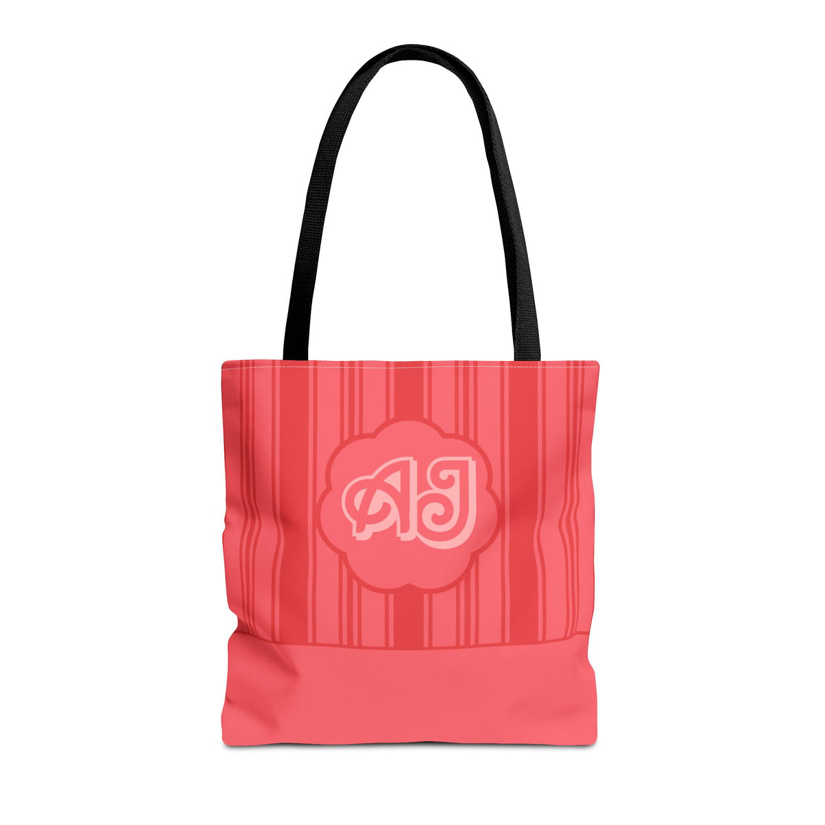 Monogram Pink Striped Tote Bag —Personalizable Market Tote
