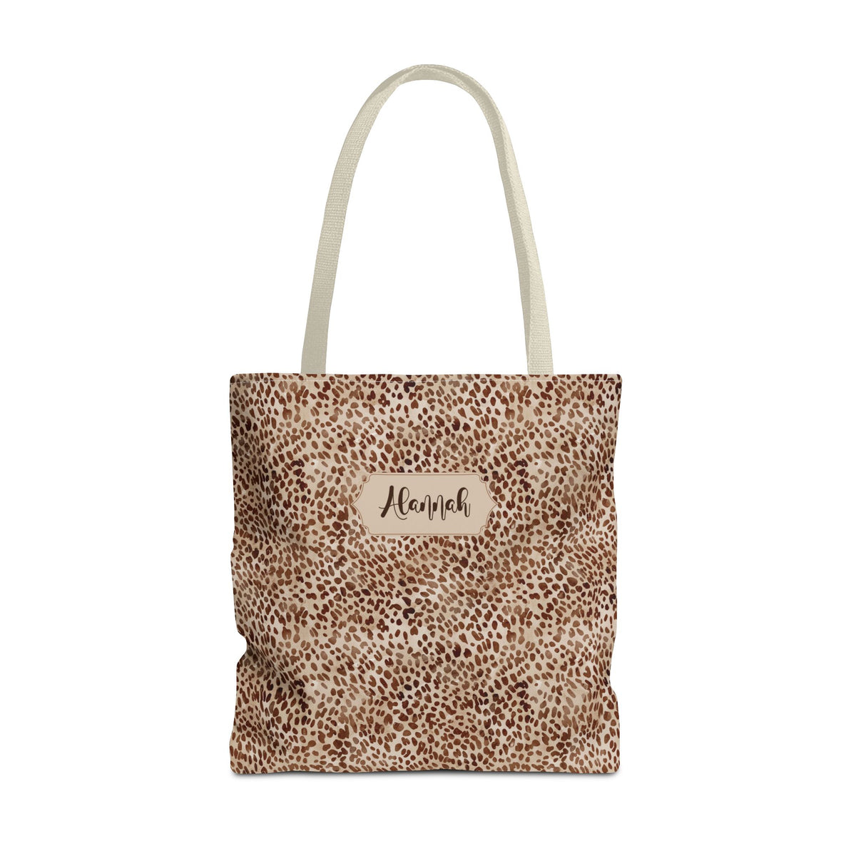 Personalizable Animal Print Tote - Beige Leopard Carryall