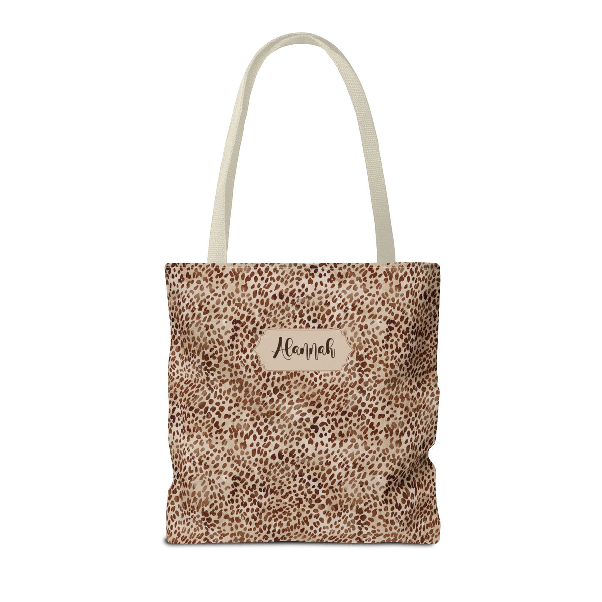 Personalizable Animal Print Tote - Beige Leopard Carryall
