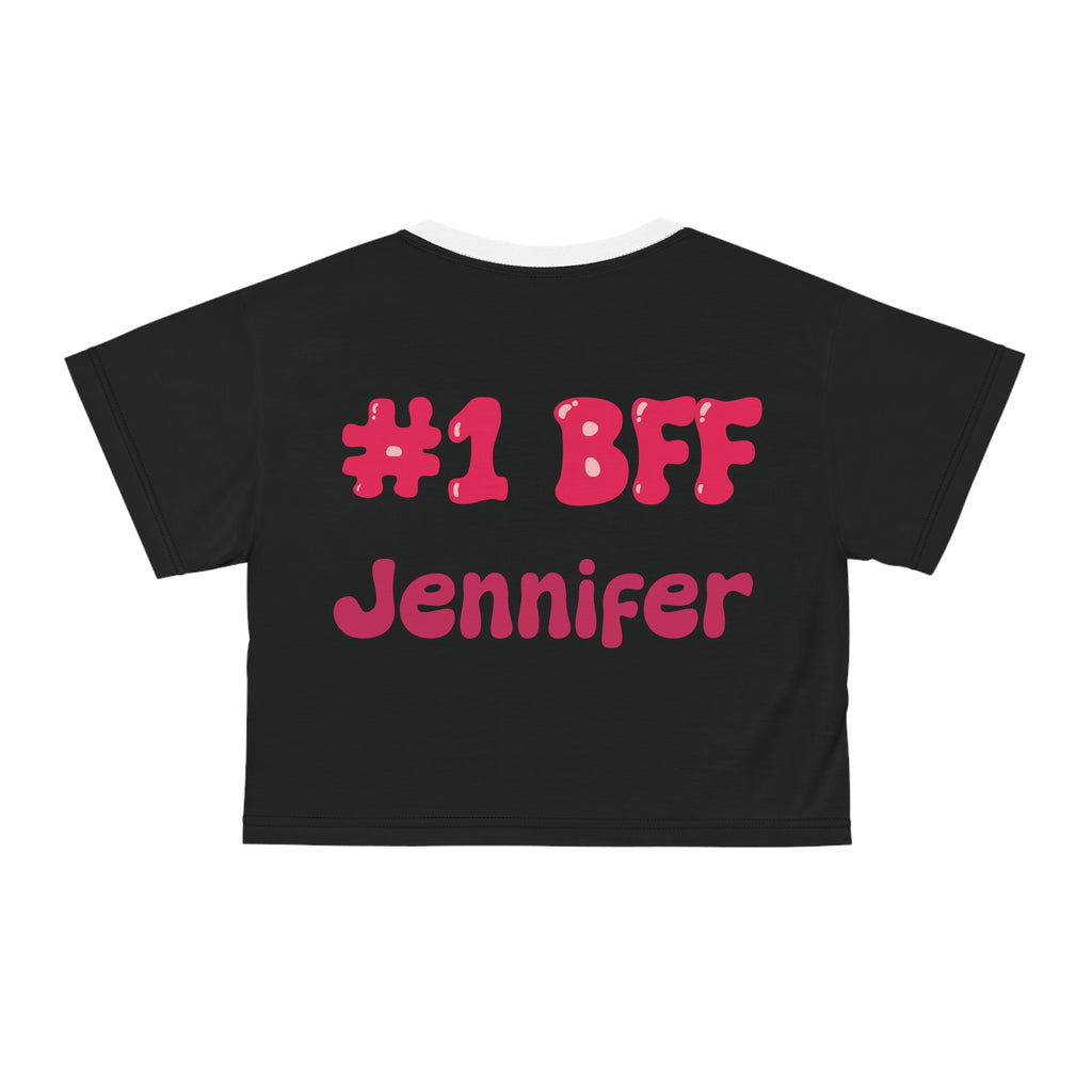 Best Friend Personalizable Crop Top - Strawberry Milk Pink Bestie Heart T-Shirt