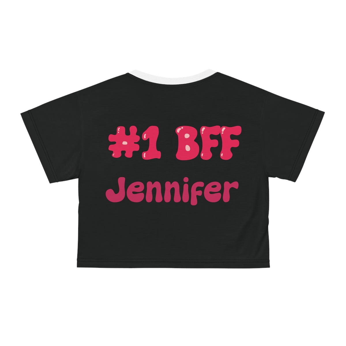Best Friend Personalizable Crop Top - Strawberry Milk Pink Bestie Heart T-Shirt
