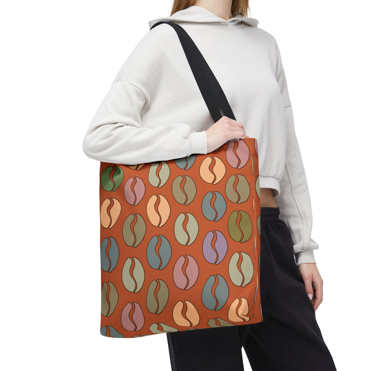 Coffee Lover's Tote - Colorful Coffee Bean Bag in Orange