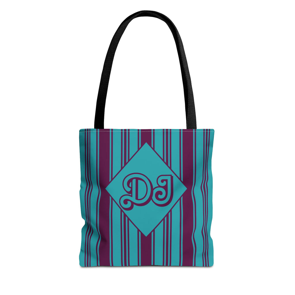Striped Blue and Purple Monogram Bag - Vibrant Personalizable Market Tote