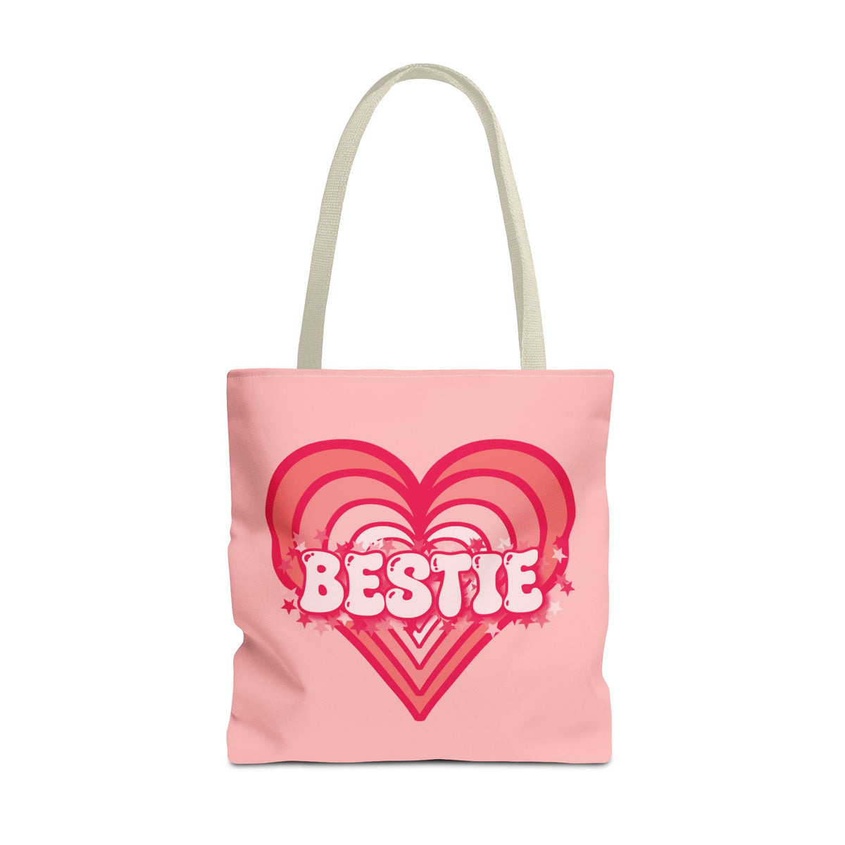 Personalizable Bestie Tote Bag - Strawberry Milk Pink Hearted Tote