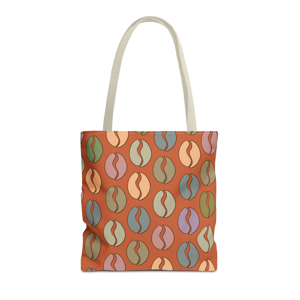 Coffee Lover's Tote - Colorful Coffee Bean Bag in Orange
