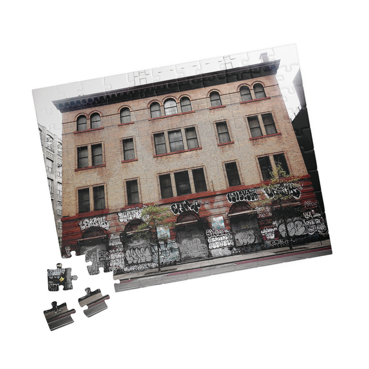 Urban Graffiti Photo Puzzle - Street Level Tagged Building Puzzle- 110 or 252 pieces