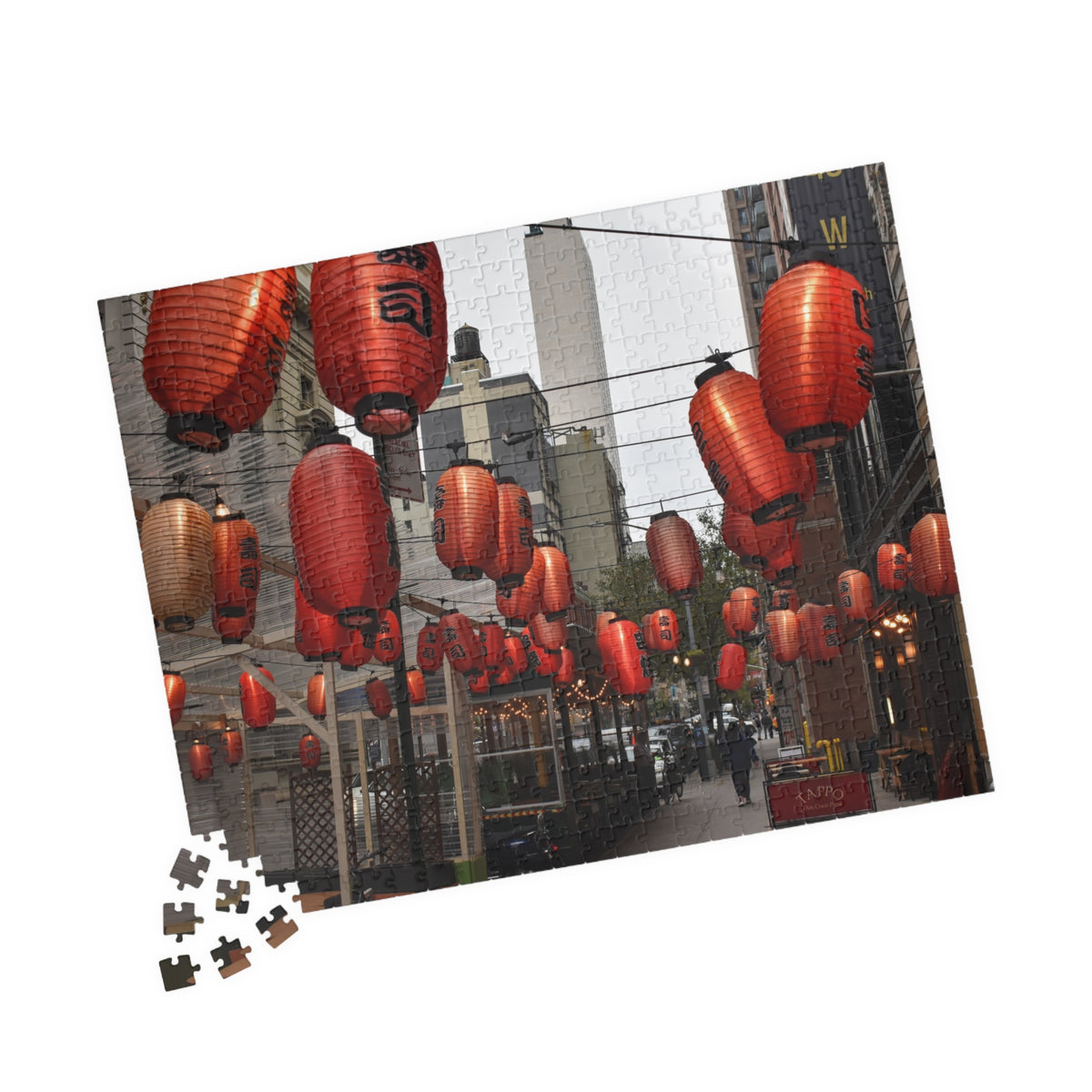 Urban Streetscape Photo Puzzle - Red Lanterns Puzzle- 110, 252, or 520 pieces