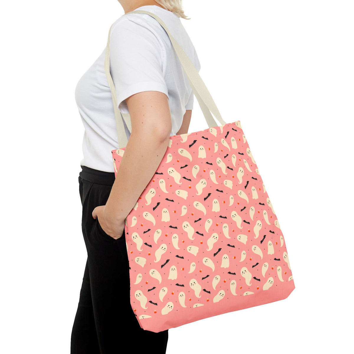 Cute Ghosts and Bats Pattern Trick or Treat Bag