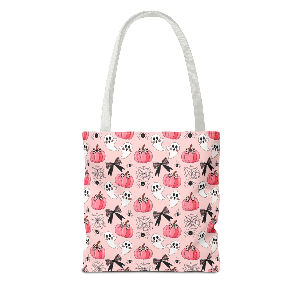 Coquette Pumpkin Halloween Tote Bag - Cute Ghosts and Bows Carryall