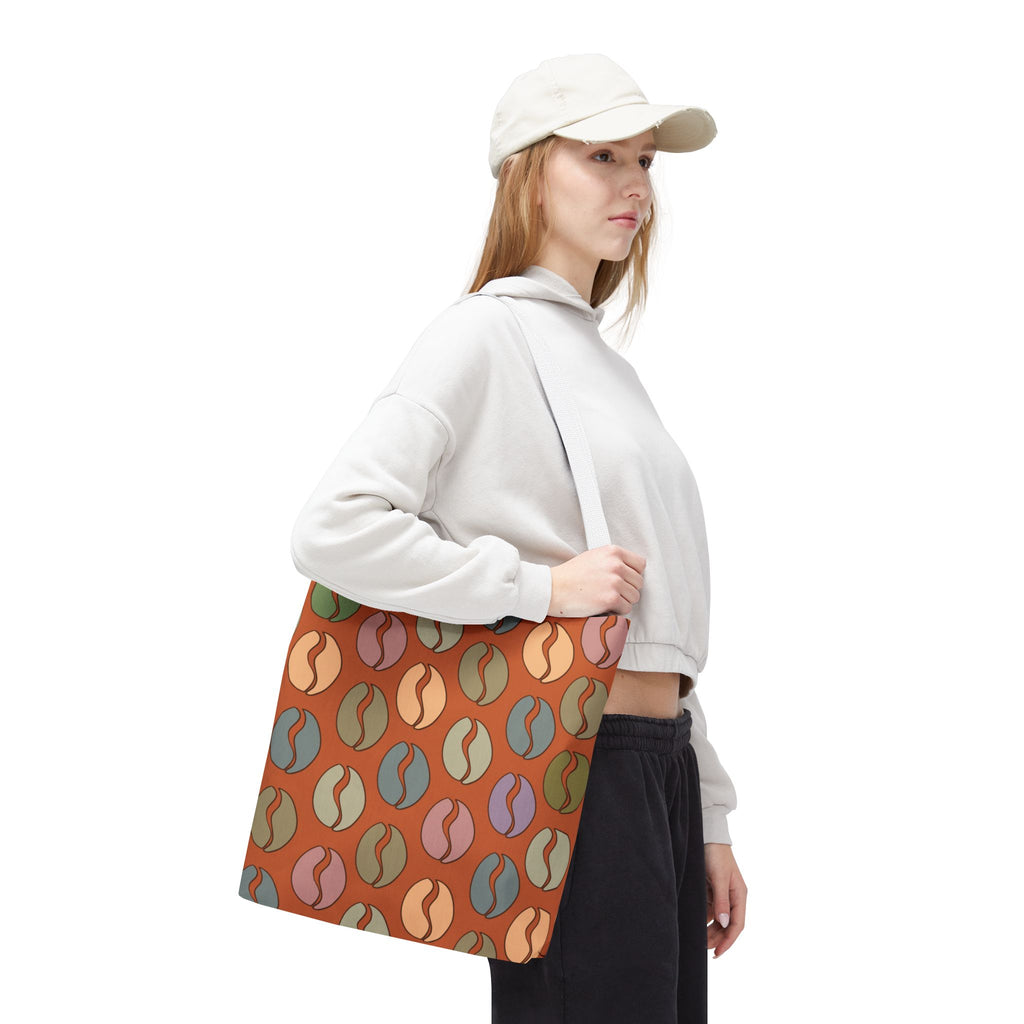 Coffee Lover's Tote - Colorful Coffee Bean Bag in Orange